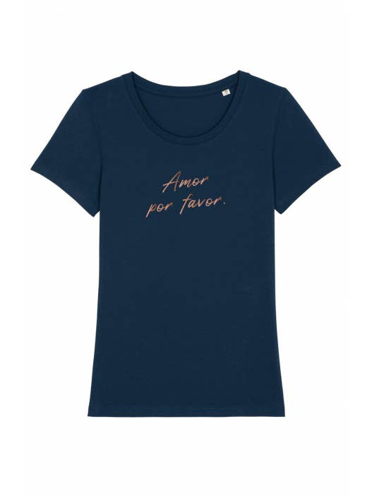 Tshirt Corner - Vendita all'ingrosso Maglietta serigrafata - Donna - T-Shirt da donna Amor Por Favor - Iscrizione oro rosa