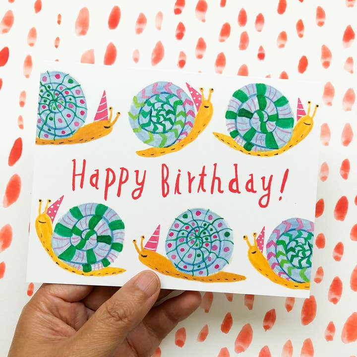 Honeyberry Studios - Wholesale Birthday Card - Party Snail Birthday Greeting Card