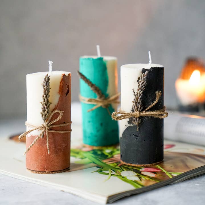 Gokican – wholesale Pillar candle – Concrete Soy Wax Candle | Natural Home Decor | Handmade Cand2