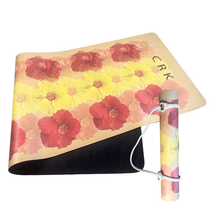 Crk - Wholesale Yoga Mat - The Summer Mat • 4mm Thick, Recycled Natural Rubber Yoga Mat with Flowers Alignment Design1