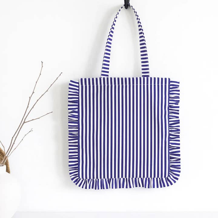 Fabrica Kraft - Wholesale Tote bag – Women's - Stripe Ruffle Tote | Canvas Tote Bag | Daily Canvas Tote8