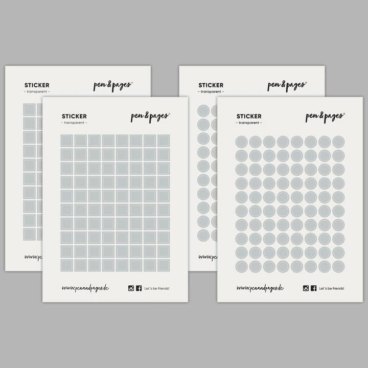 Sticker set - transparent dots & squares - GREY for wholesale by pen & pages