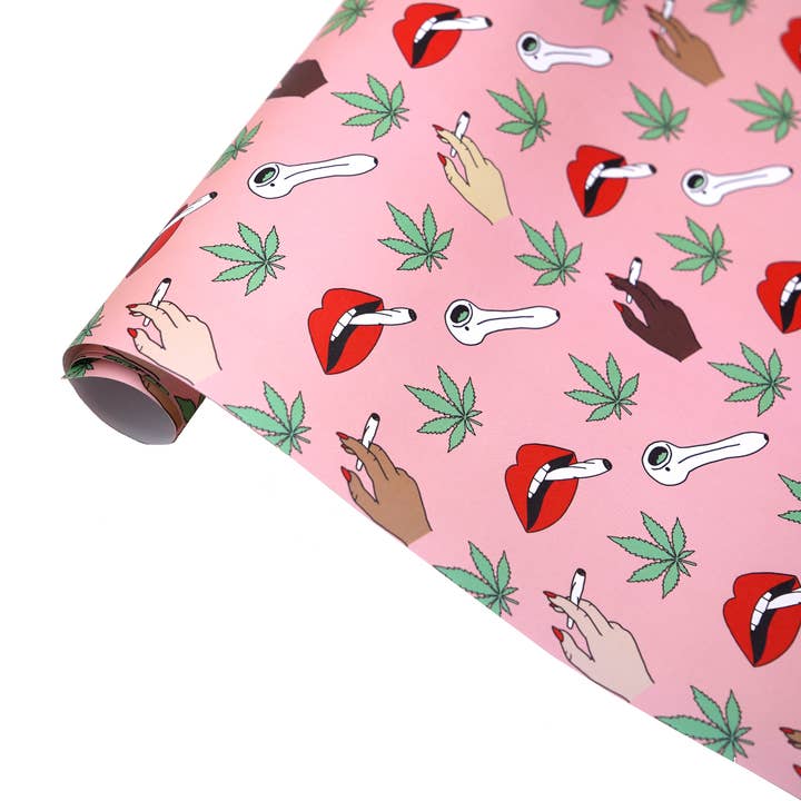 Unblushing - Wholesale Flat Wrap - Weed Gift Wrap - Weed Christmas Wrapping Paper (Sheets)
