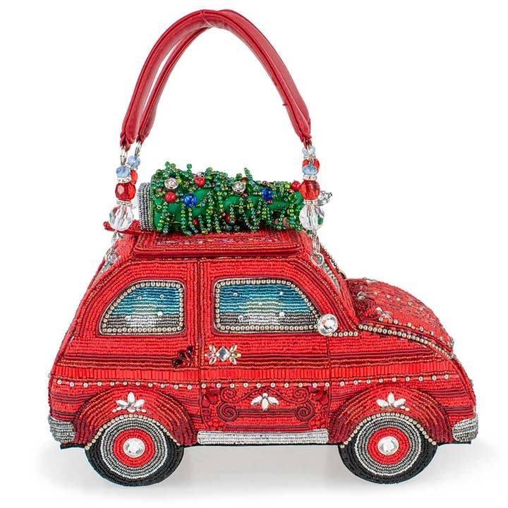Mary Frances Accessories - Wholesale Top Handle Bag - Women's - All Spruced Up Christmas Car Top Handle Beaded Handbag