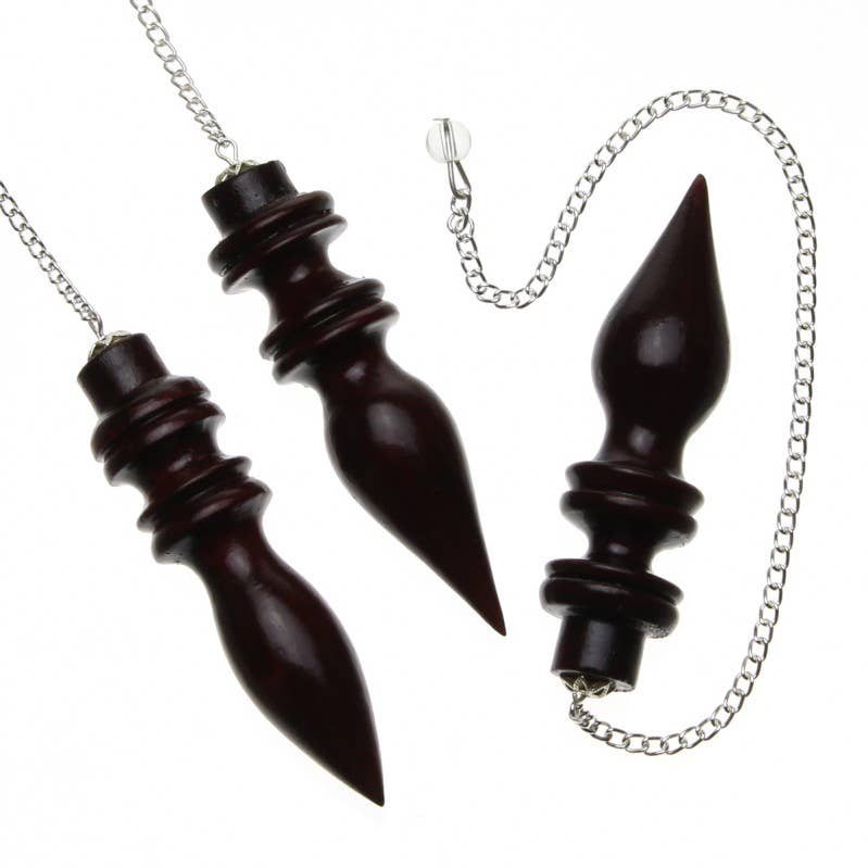 UniArt – Großhandel Spiritueller Stein/Kristall – Ägyptischer Pendel aus Holz in Mahagonitönen, handgefertigt1