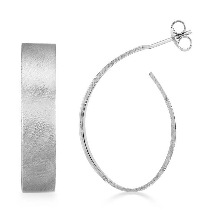 Apple Pip Hoop Earrings, Silver for wholesale by Little By Little Jewellery