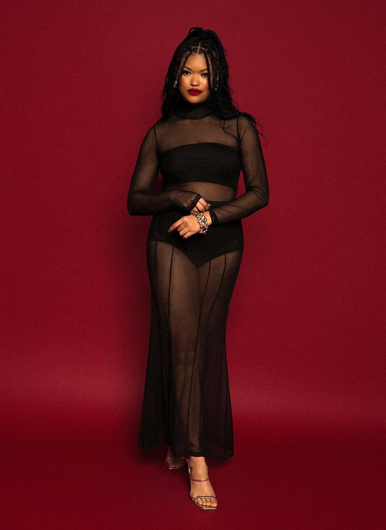 Black Virginia Mesh Bodysuit w. Bralette for wholesale on Faire3