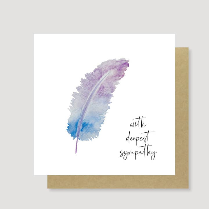 Elegant Watercolor Feather Sympathy Card Pack – Eco-Friendly for wholesale by Heather Trefusis Art - Greeting Cards (*US Duties Paid*)