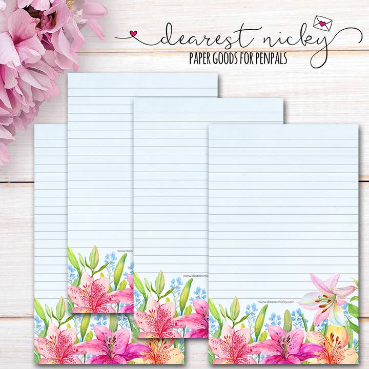 Lilies Letter Writing Paper for wholesale by Dearest Nicky