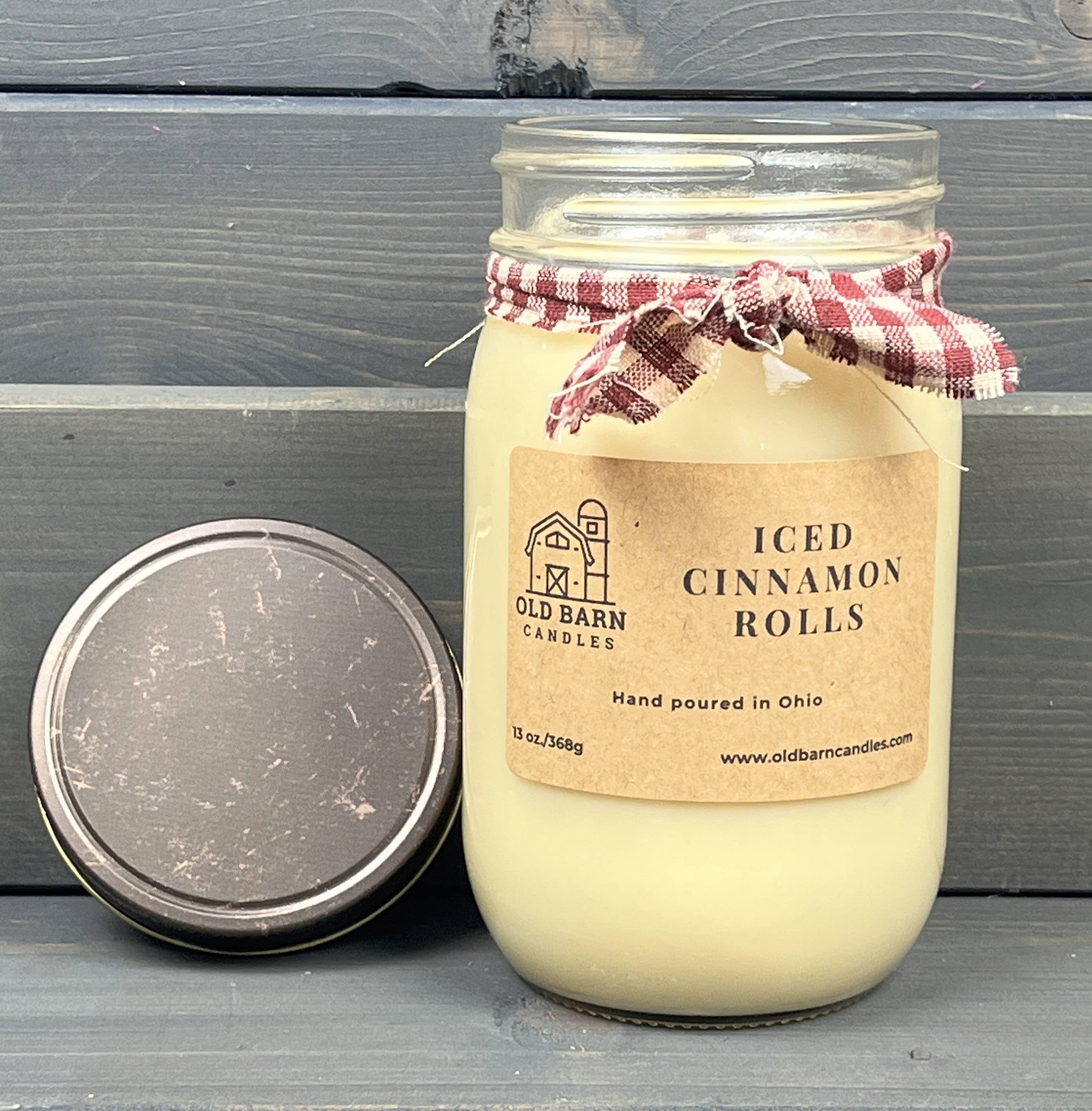 Old Barn Candles - Wholesale Jar/Filled Candle - Iced Cinnamon Rolls 16oz Mason Jar Candle w/Pewter Lid1