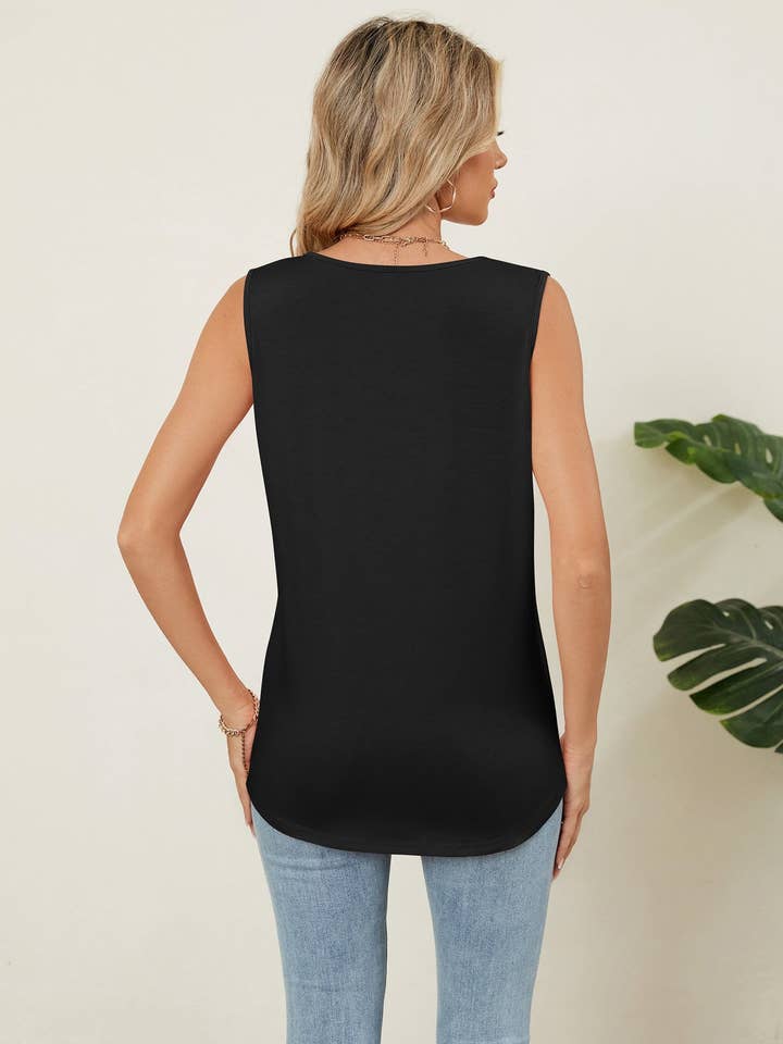 Lovesoft - Venta al por mayor Camiseta sin mangas - Mujer - Camiseta sin mangas de cuello redondo de ajuste holgado y color sólido1