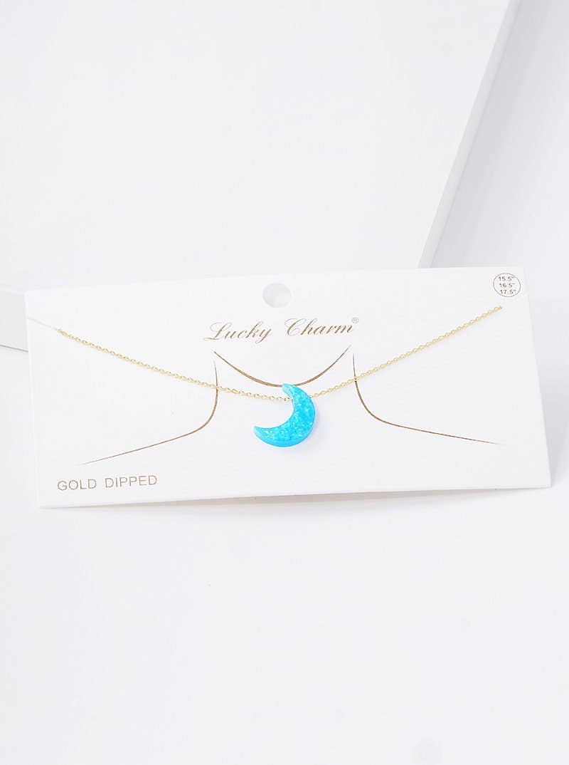 OHBOOBA DESIGN - Wholesale Pendant/Charm Necklace - Gold Plated Opal Crescent Moon Necklace1