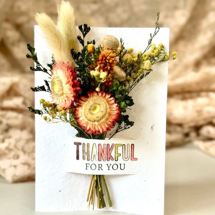 Wildflower Seed Card + Tiny Bouquet | Thankful and other Purchase Wholesale field bouquet. Free Returns & Net 60 Terms on Faire trending on Faire.