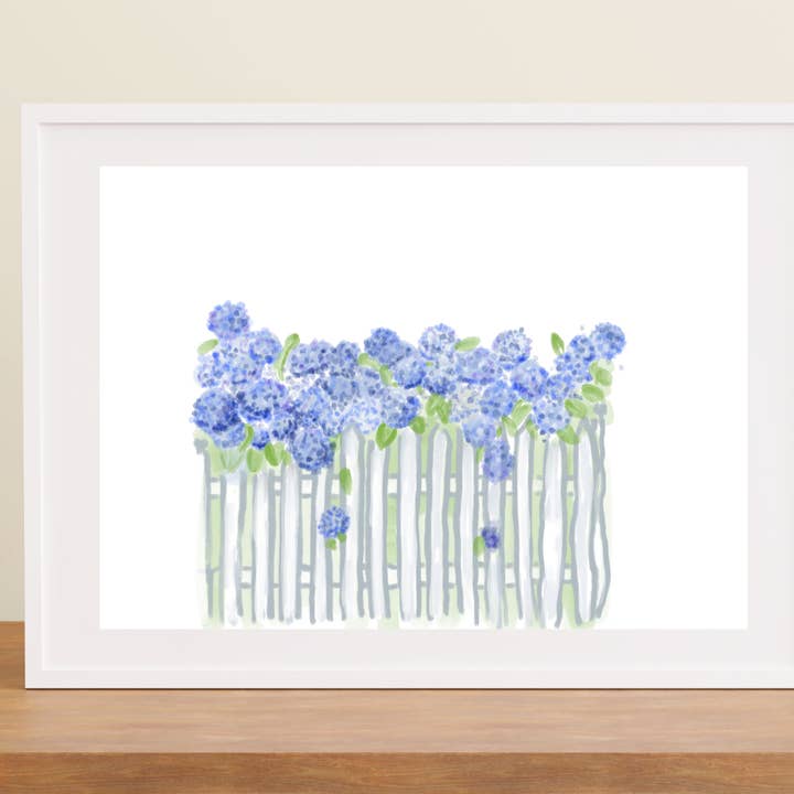 Hydrangea Picket Fence for wholesale by Tiny Ink Boston