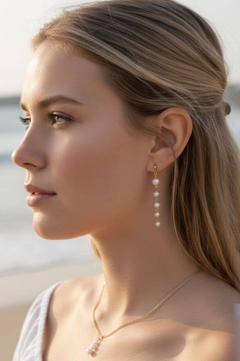 L'atelier du 6 - Wholesale Dangle Earrings - White pearl drop earrings-wedding.