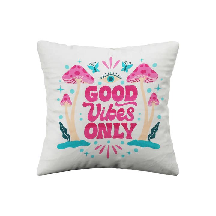 Vrinda - Wholesale Throw Pillow Cover - Good Vibes Only Velvet Suede Cushion Cover #5