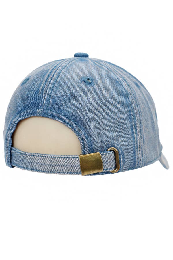 Cap Zone - Wholesale Baseball Cap - Unisex - American Flag Rhinestone Patch Washed Denim Baseball Cap5