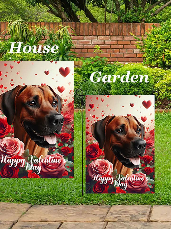 Rhodesian Ridgeback - Valentine Garden Flag for wholesale by Best of Breed Products