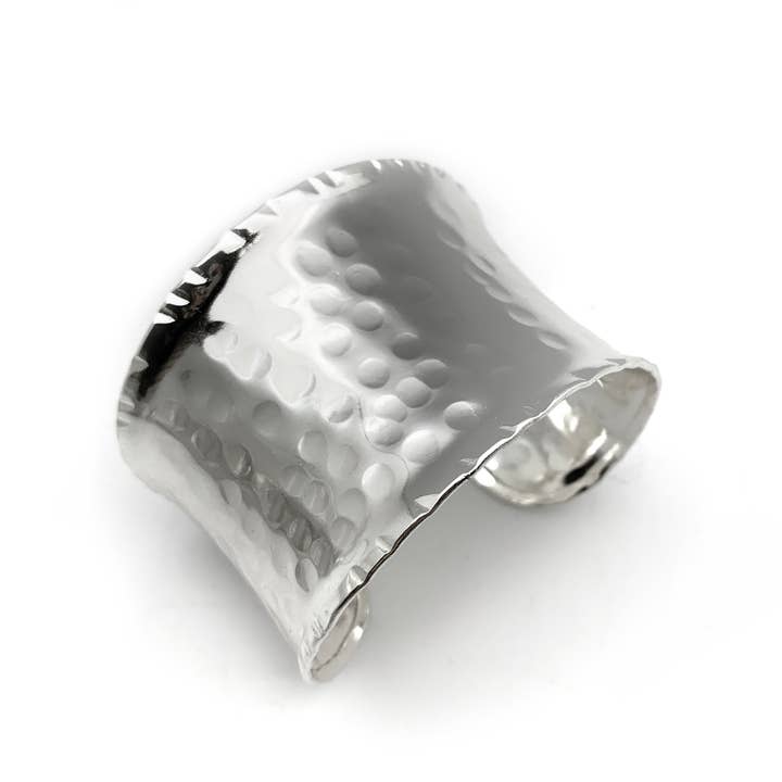 Anju Jewelry - Wholesale Cuff Bracelet - Silver Plated Adjustable Cuff Bracelet - Hammered Wide Cuff