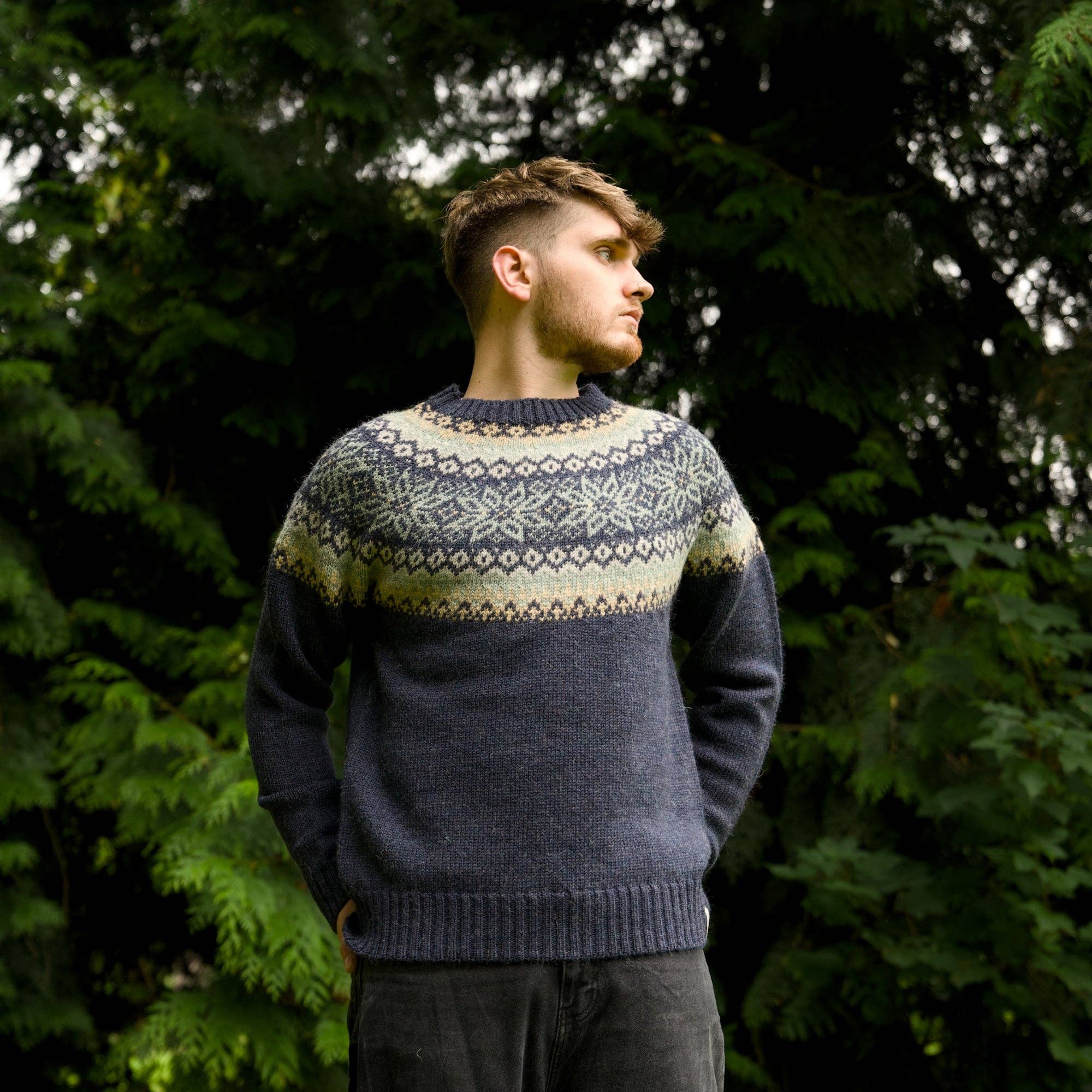 Mars Knitwear – wholesale Knitted jumper – Men′s – British Wool - Cobden - Denim6