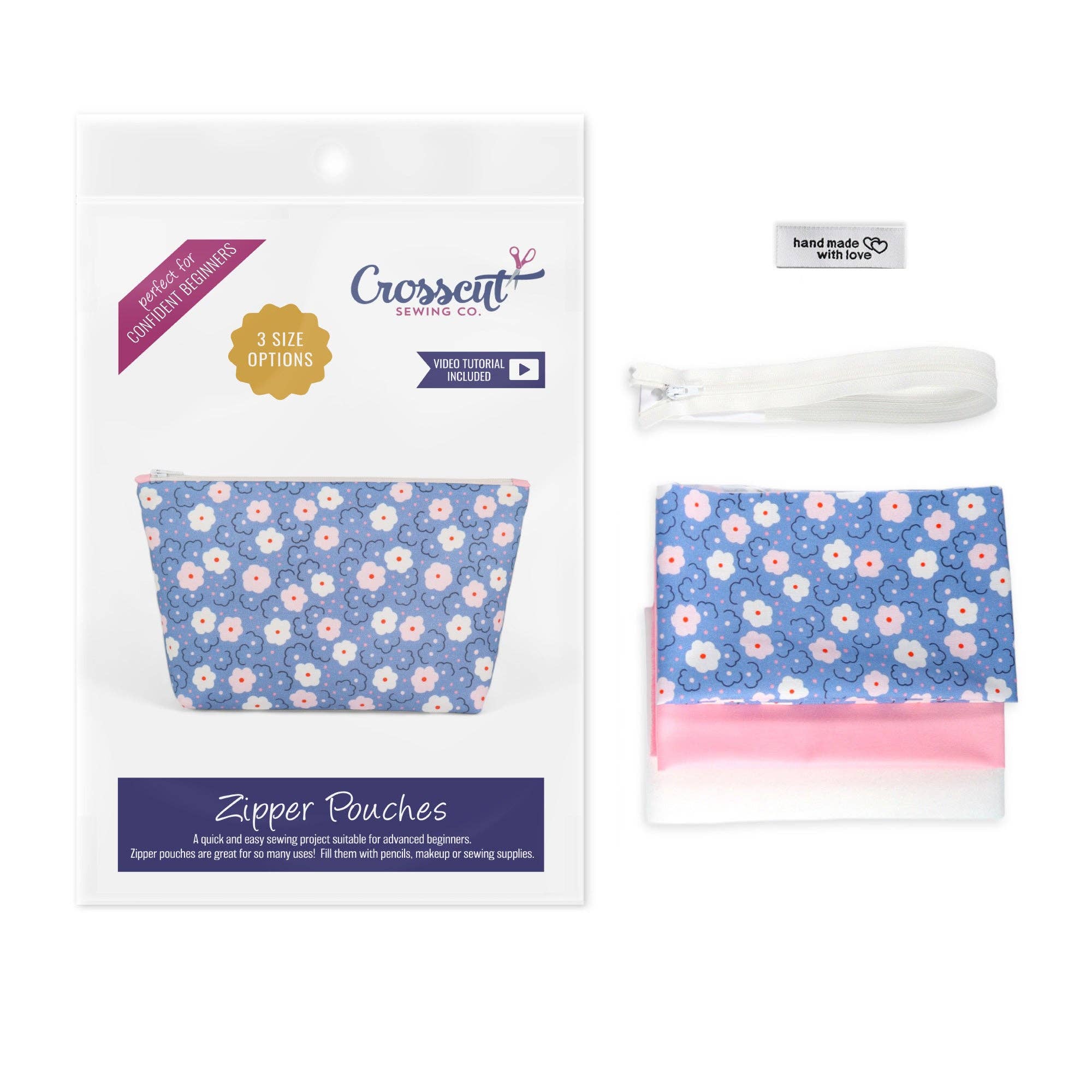 Crosscut Sewing Co. - Wholesale Craft Sewing Kit - Zipper Pouch Sewing Kit - Sewing Project Kit with Fabric for Beginners37
