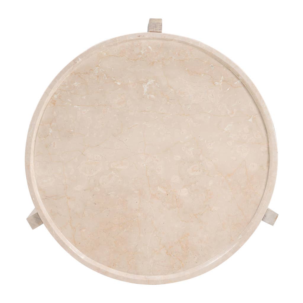 HomeRoots - Wholesale Coffee Table - 30" Natural Genuine Marble and Marble Round Coffee Table5