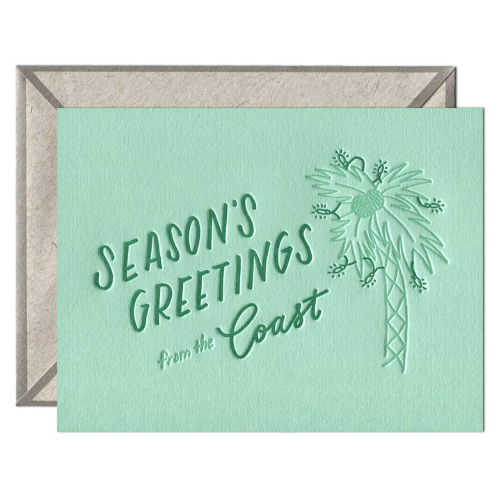 INK MEETS PAPER - Wholesale Season's Greetings Card - Coastal Season's Greetings Letterpress Christmas Card2