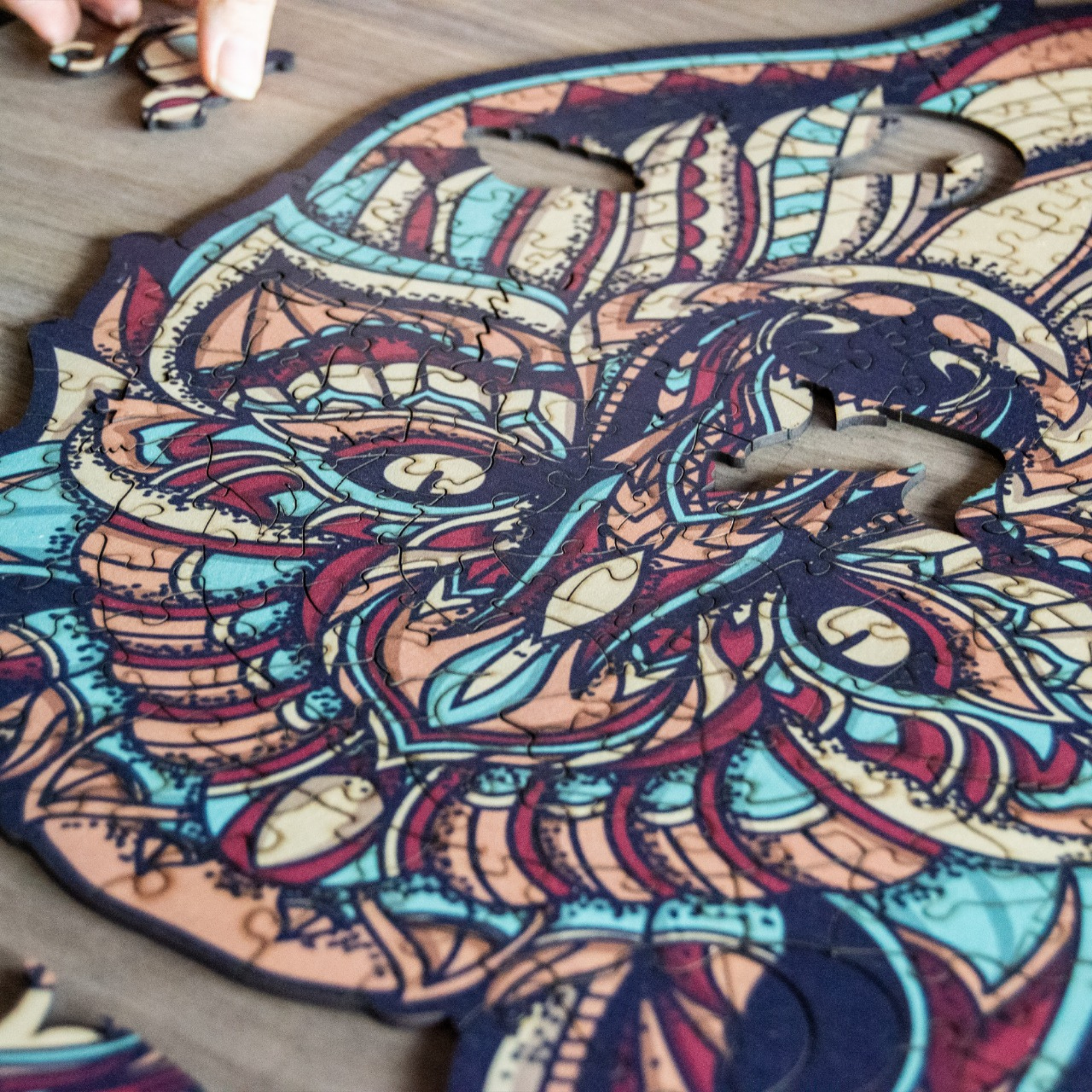 WAWW Artisanal Wooden Puzzles - Wholesale Puzzle - Adult - WOLF wooden jigsaw Puzzle | 23" Whimsies | Animal Totem4