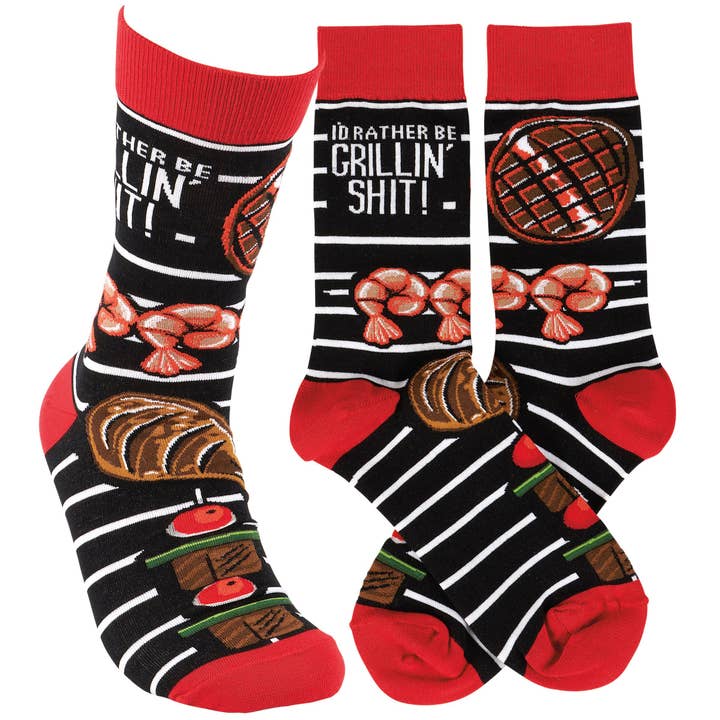 I'd Rather Be Grillin' Socks for wholesale by Primitives by Kathy