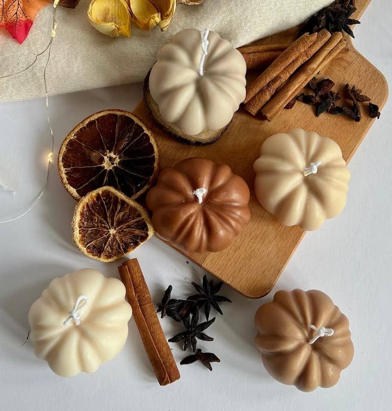 Maison Bohiti - Wholesale Novelty Candle - Soy Wax Autumn  Pumpkin Candle - Unscented (7.5cm x 4.5cm)6