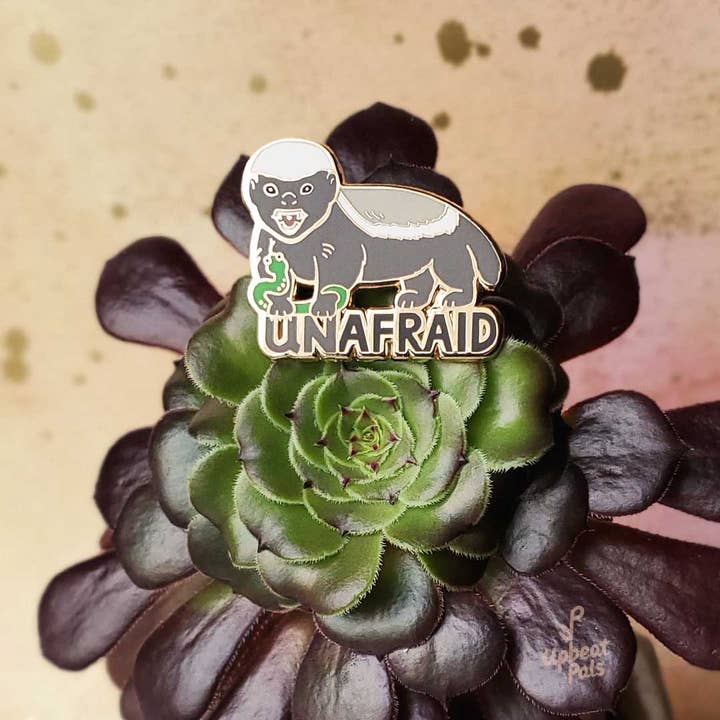 UpbeatPals – wholesale Lapel pin/button – Brave Honey Badger Enamel Pin - Unafraid