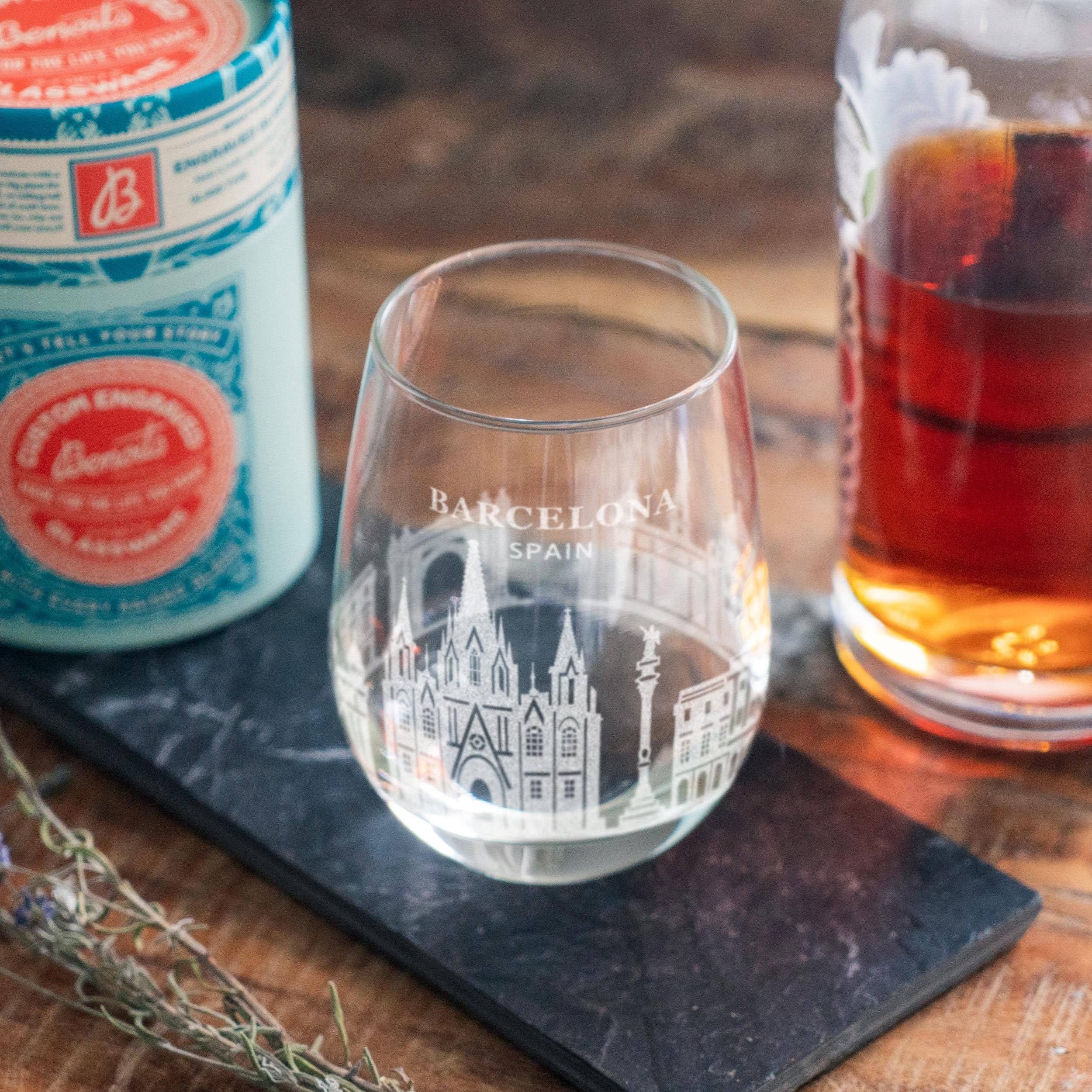 Benoit's Design Co. - Wholesale Cocktail/Liquor Glass - Barcelona, Spain City Skyline Engraved Glasses3