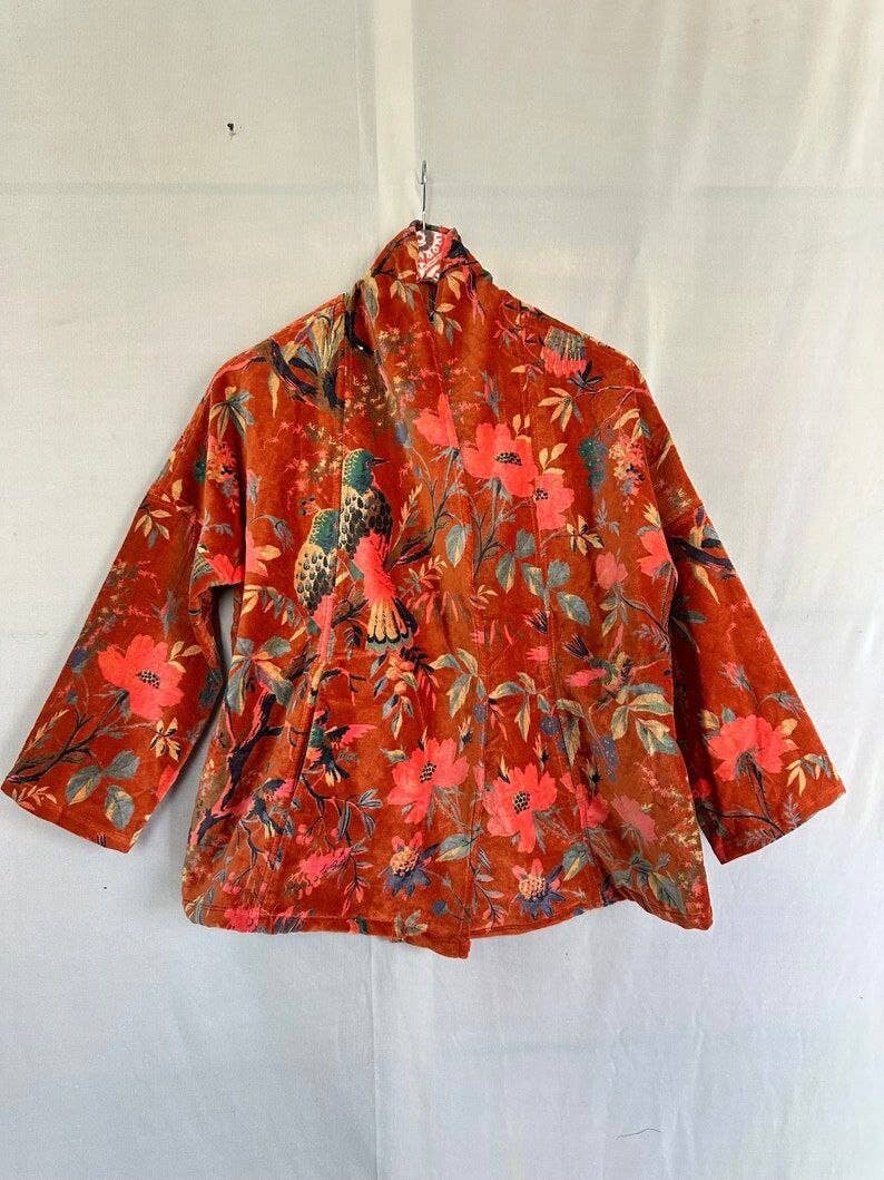 Bhawana Handicrafts - Wholesale Jacket – Women's - 5 Piece Lot, Cotton Velvet Short Jacket Style Kimono Coats3