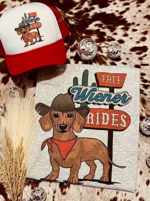 Posh Magnolia Boutique - Wholesale Screen Printed T-Shirt - Women's - Free Wiener Rides Western T-shirt2