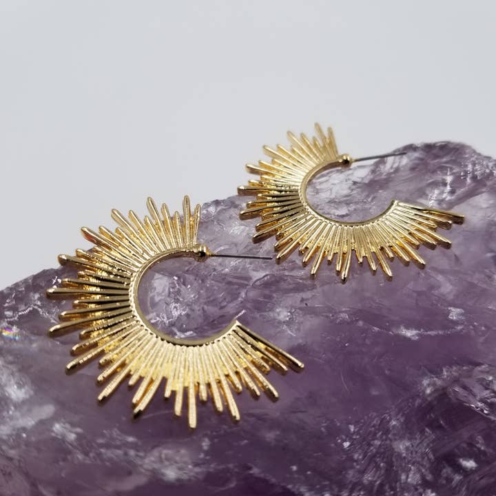 magnolia jewelry - Wholesale Dangle Earrings - Gold Radiant Sun Earrings