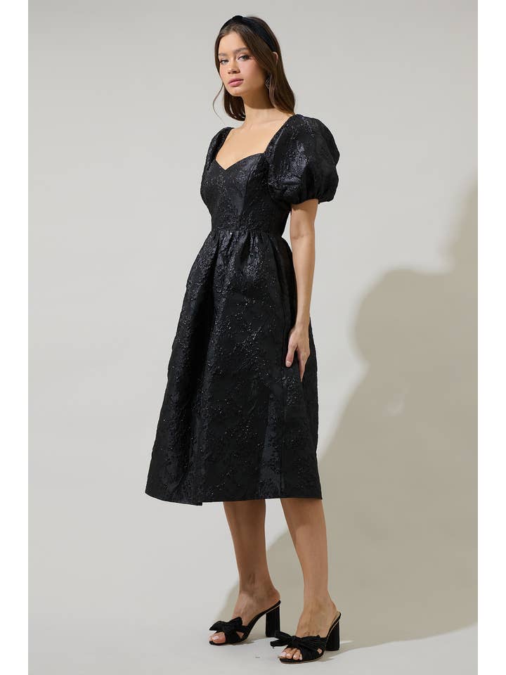 Sugarlips - Vente Robe – femme - Robe midi à manches bouffantes Danica Jacquard Alessi