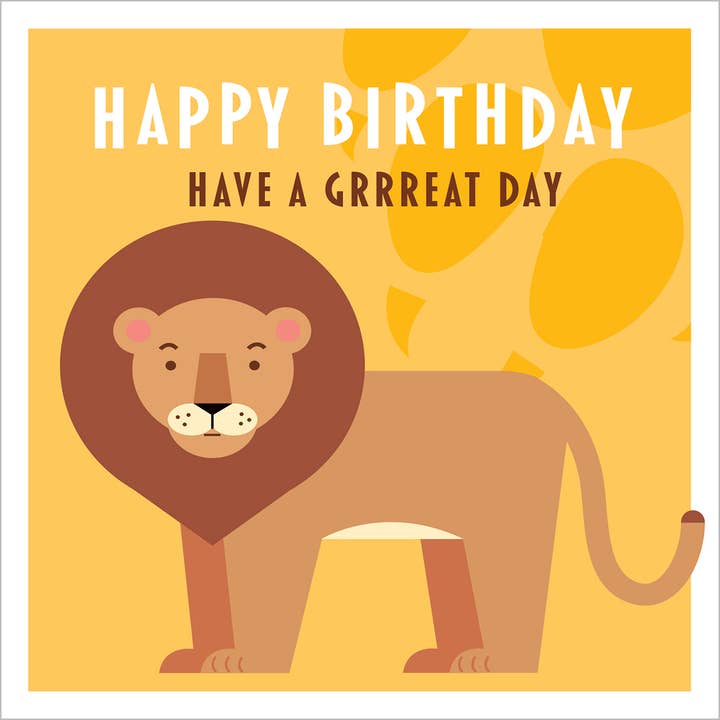 Cartão Feliz Aniversário com Ilustração de Leão por atacado de Dyson Design