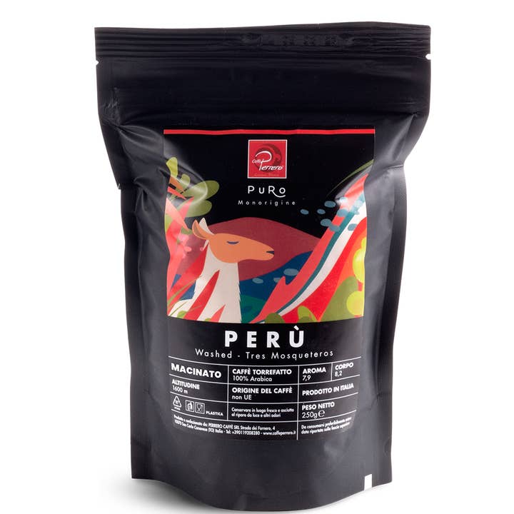 Caffè Perrero - Vendita all'ingrosso Caffè in grani - Perrero Caffè Pura Origine - Perù Tres Mosqueteros 250g