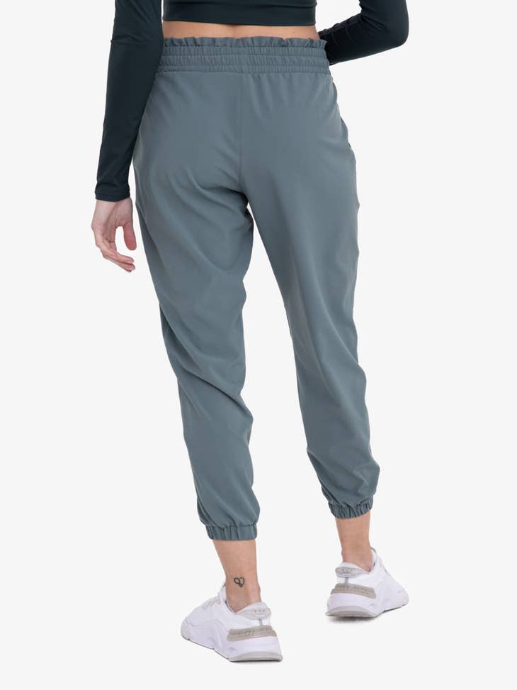 Yoga Lux: Side Zip Pocket Jogger Pants- Lily Pad