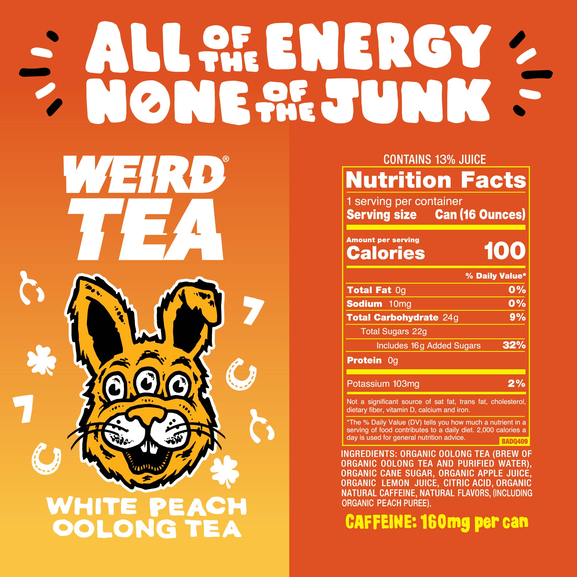Weird Beverages - Wholesale Iced Tea - Organic White Peach Oolong Iced Tea 12pk of 16oz Cans5