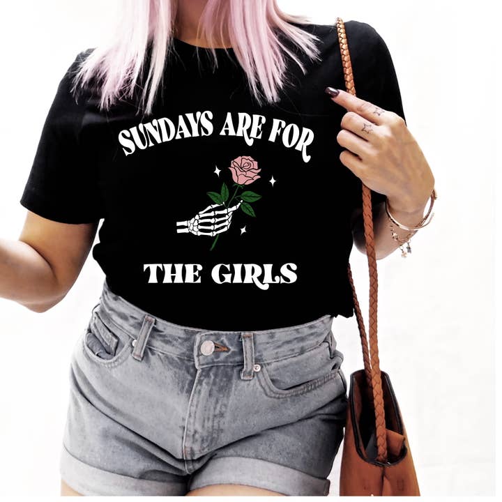 Moon Maiden - Wholesale Screen Printed T-Shirt - Women's - Sundays Are For The Girls Shirt