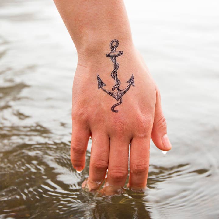 Tattly - Wholesale Temporary Tattoo - Cartolina Anchor Tattoo Pair1