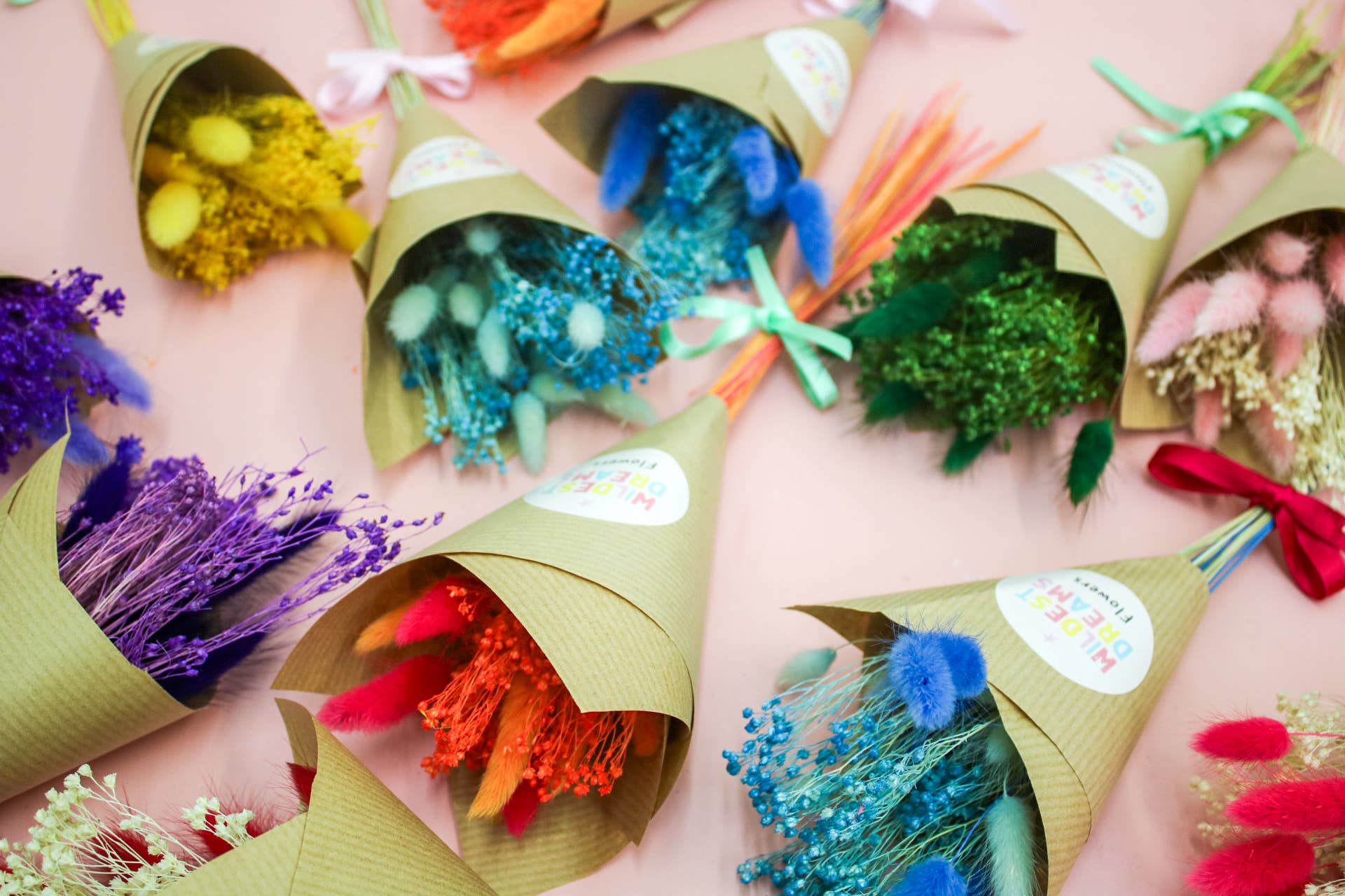 Wildestdreams.flowers - Wholesale Dried/Pressed Flowers - Orange Dried Mini Flower Bunches gift boxes 7