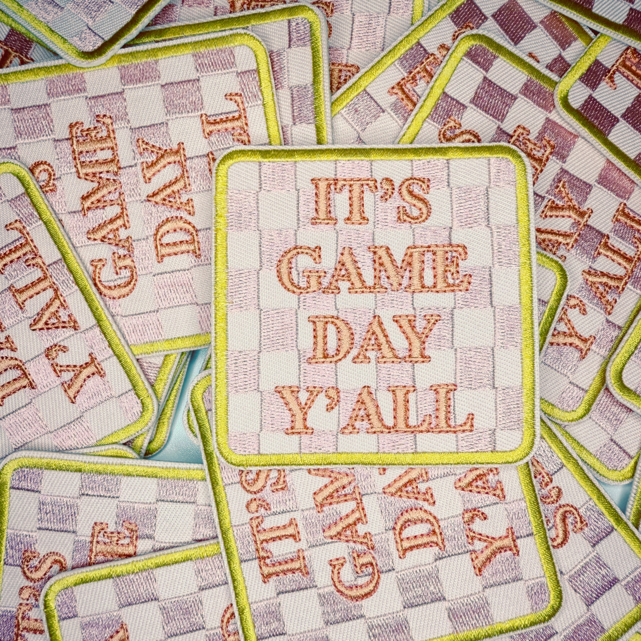 TEELUX – wholesale Patch – 3" GAME DAY w checkered detail -  Embroidered Hat Patch1