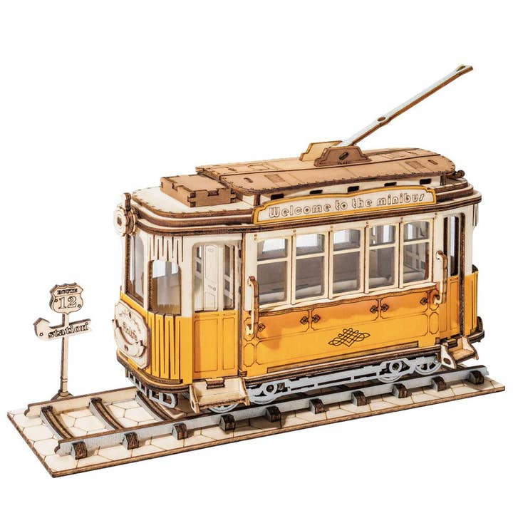 TG505 Rolife Tramcar 3D Wooden Puzzle for wholesale by Robotime