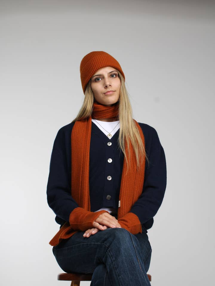 The Ox Haven Scarf Deep Copper for wholesale by Oxford Meadow Cashmere