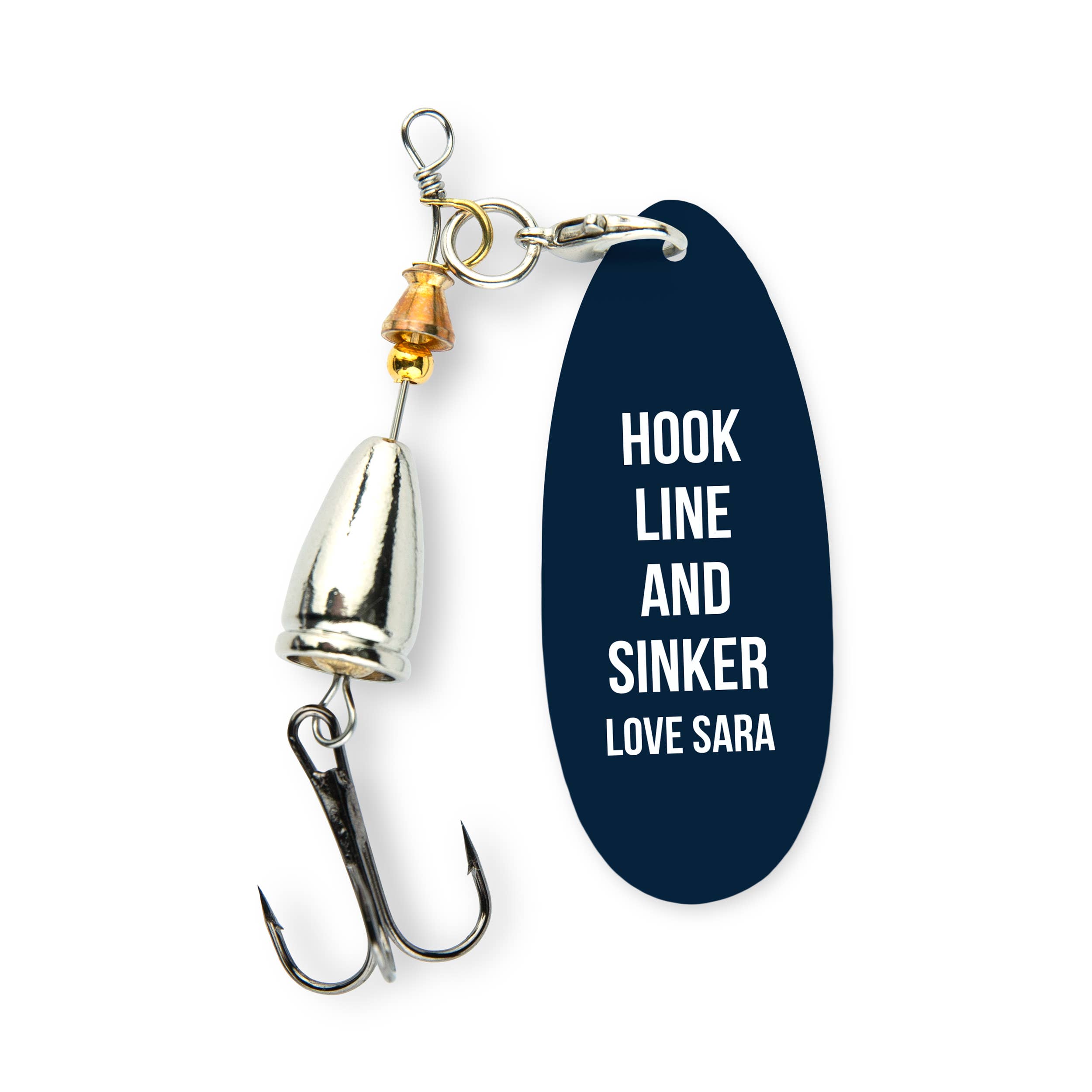 Weddingstar Inc. - Wholesale Keepsake Coin/Token - Personalized Fishing Lure with Gift Box - Custom Modern Text18