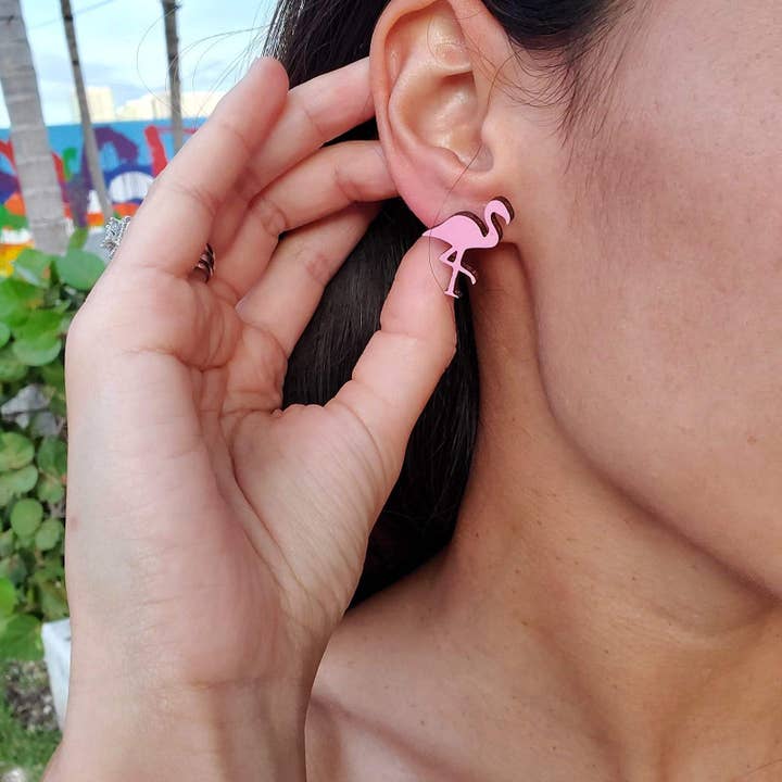 Flamingo Stud Earrings for wholesale by Le Chic Miami