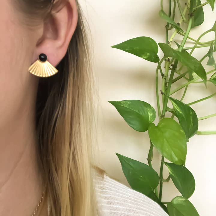 Michelle Starbuck Designs - Vente Clous d'oreille - Boucles d'oreilles mini plissées Onyx2