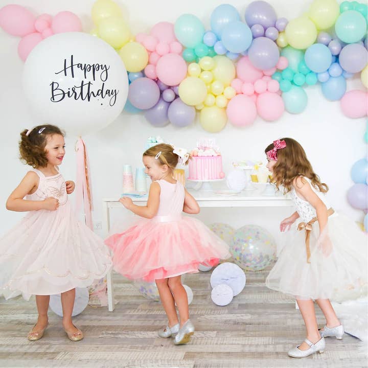 Illume Partyware - Wholesale Balloon - Balloon Jumbo Round Printed Happy Birthday - White With Black Print3